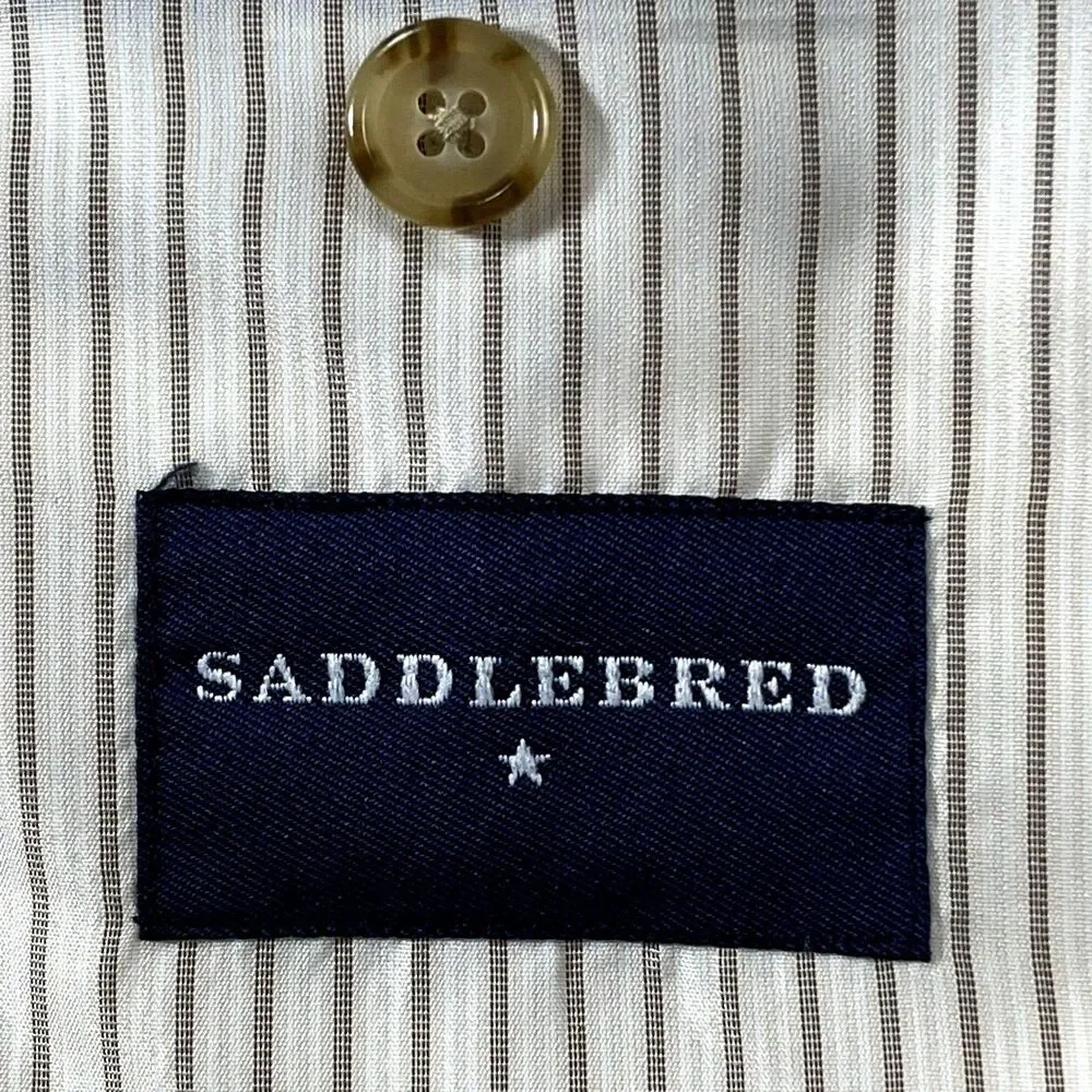 Saddlebred Sports Coat Nailhead Microcheck Beige Brown 44 Stanford Career Preppy